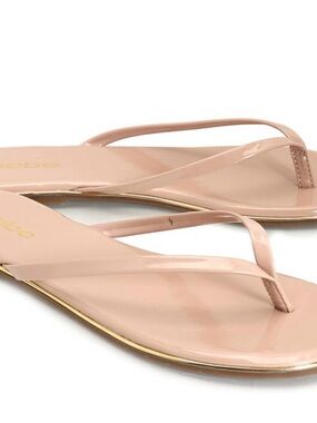 BEBE Nude Patent Thong Sandals - Women